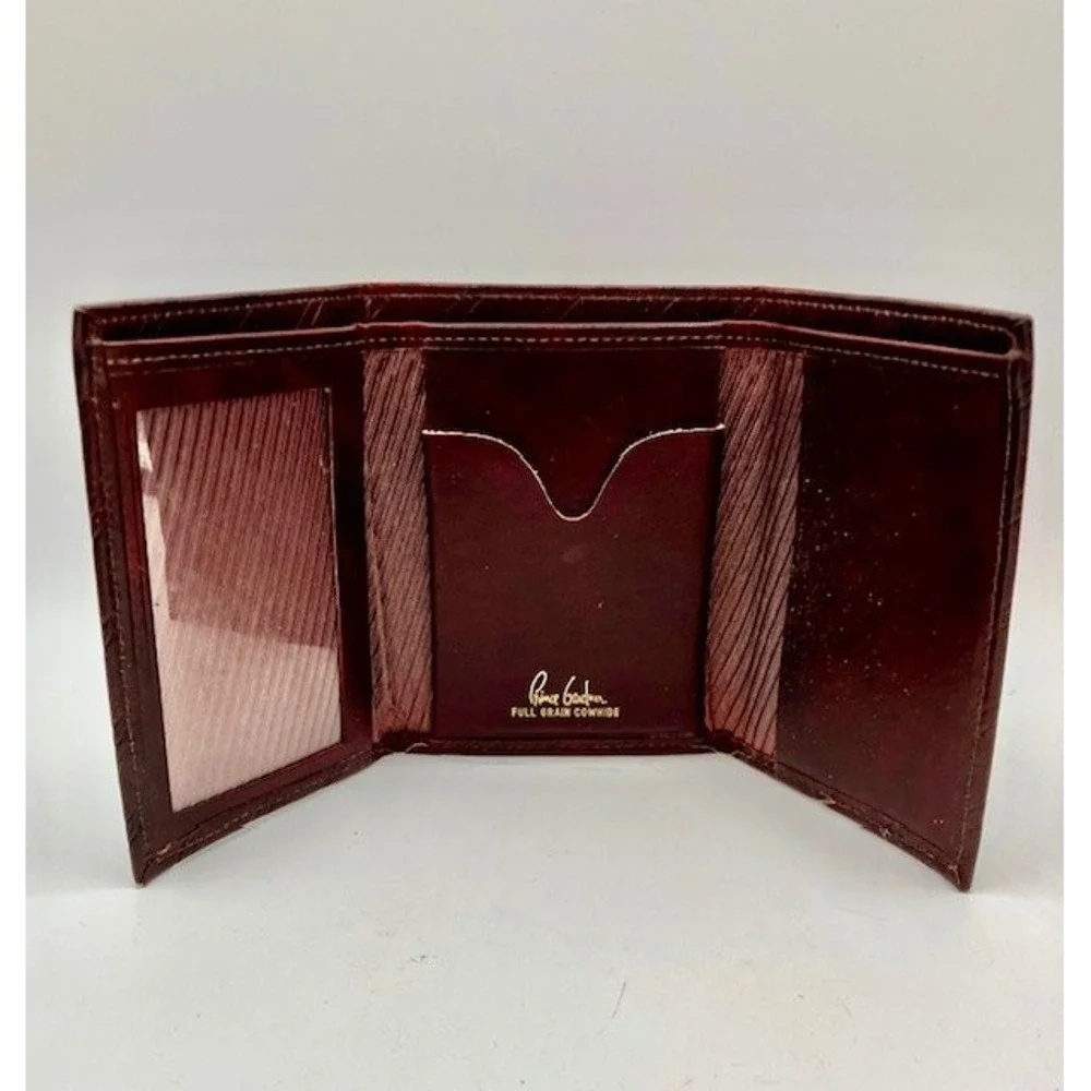 Prince Gardner Leather Tri-Fold Wallet Burgundy‎ Stripe Key Holder VTG 1980's